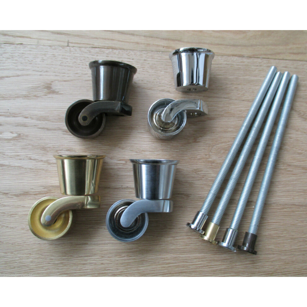 Bolt Fix Cup Castor Wheel Polished Brass 5057067952464