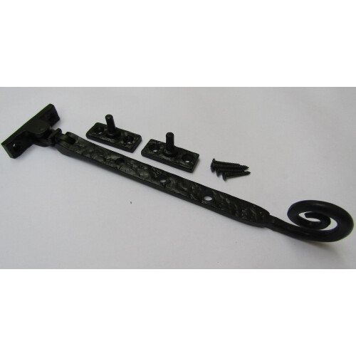 Black Antique Curly Casement Stay Arm 10"