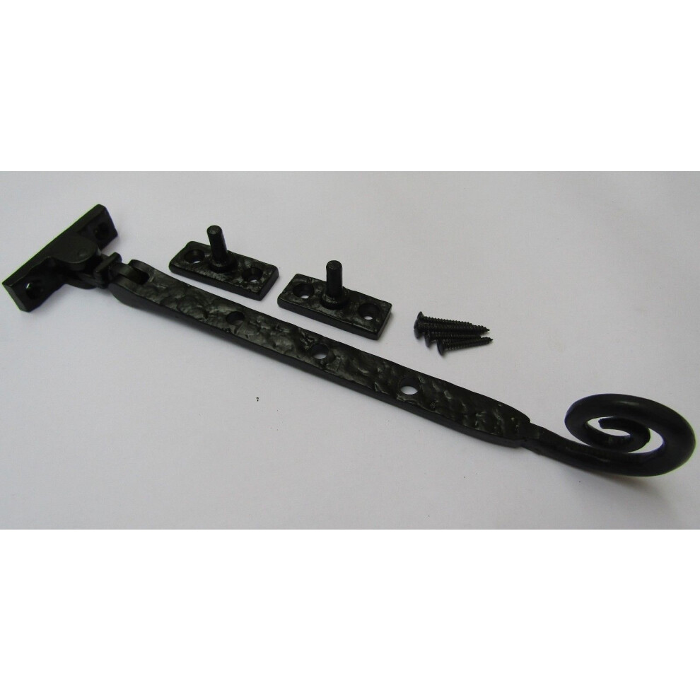 Black Antique Curly Casement Stay Arm 10" 5057067922665
