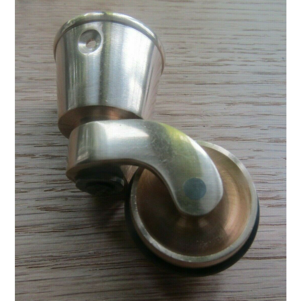 Polished Brass Cup Castor Wheel Rubber Swivel 5060412327183