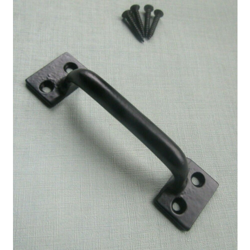 Large Square End Sash Handle Black Antique