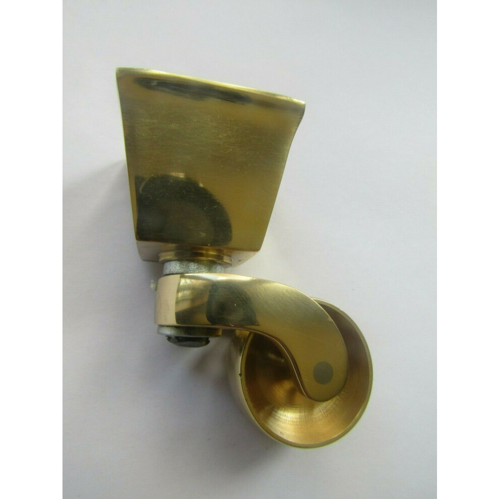 Furniture Square Cup Castor Polished Brass 5055979700616