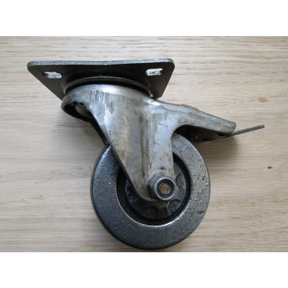 Furniture Swivel Wheel 3" Braked Castor Cast Iron 5057067933777