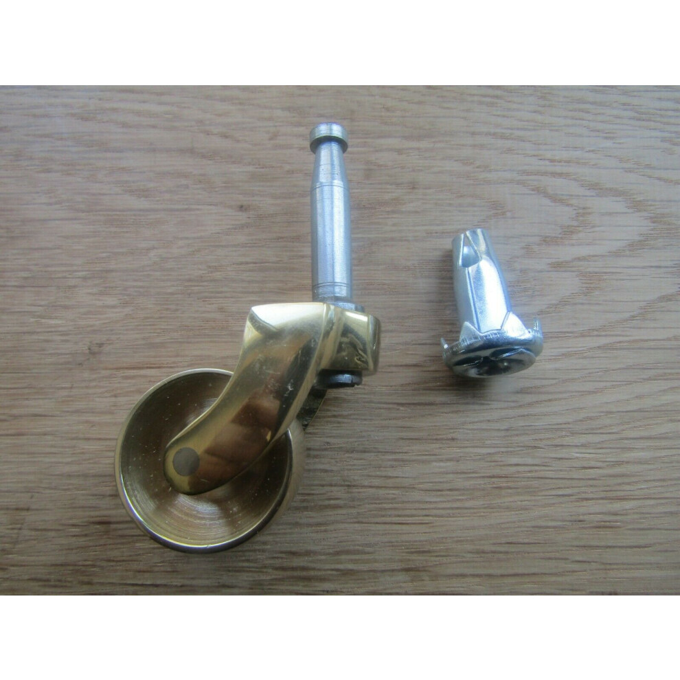 Furniture Grip Neck Peg Castor Polished Brass 5055979700647