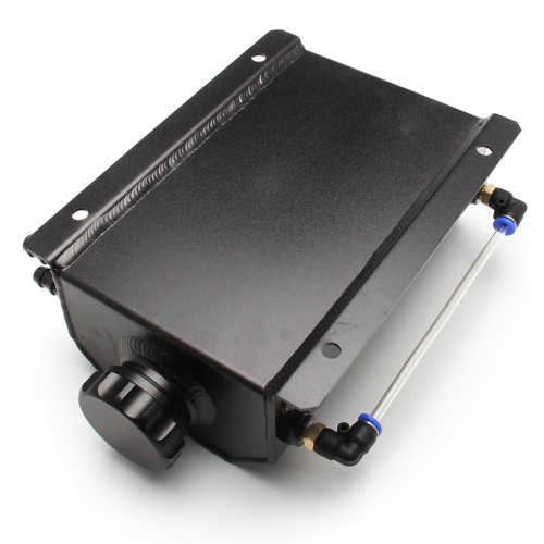 Universal 2L Aluminum Radiator Coolant Overflow Tank with Bottom Drain & Visual Level Hose 2