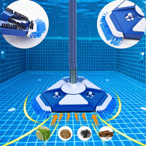 Pool Vacuum Head with Side Brush Universal Steering Handle