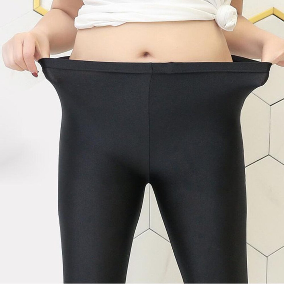 (black, M) Women Capri Pants Trousers Solid Women Summer Thin Stretch Plus Size Leggings Workout Yoga Pants