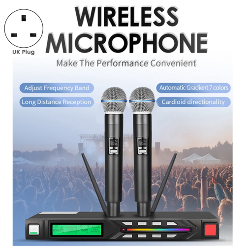 Set di microfoni wireless professionali UHF a lungo raggio con spina UK 1