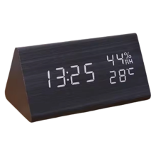 LED Student Clock Simple Wooden Clock Black