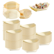 500 Pcs Disposable Wood Boat Plates Dishes 4 Inches Bamboo Plates