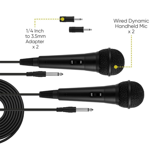 Paquete de 2 micrófonos con cable para cantar, micrófonos cardioides dinámicos 2