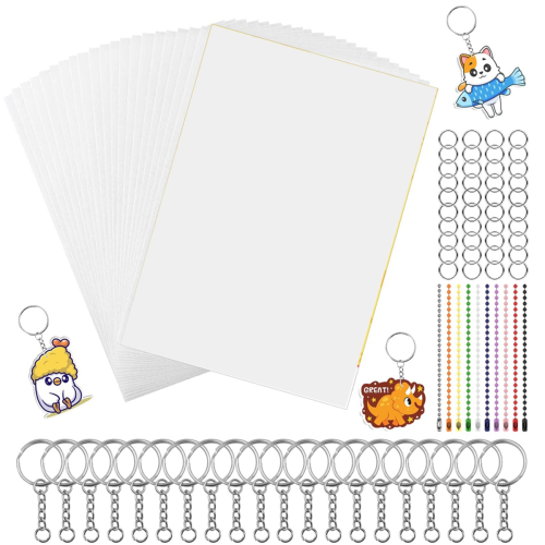 150PCS Shrinky Plastic Sheets Kit, Shrink Paper Keychain Kit