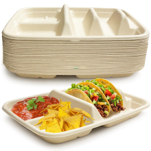 Disposable Taco Plates for 2 Tacos & 2 Sides - 25 PACK