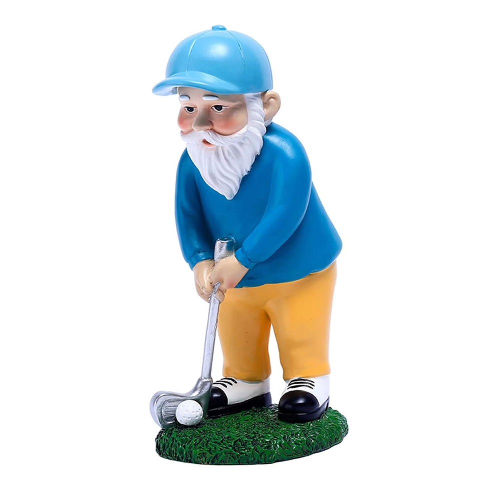 Markenlos Golfing Gnome Resin Statue - Decorative Miniature Figurine