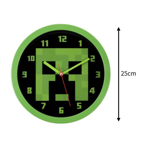 Pixel Green Minecraft Pattern Wall Silent Clock For Home Spaces And Office 1