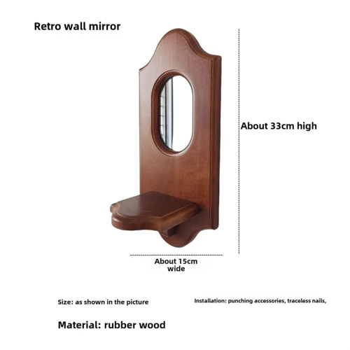 Wall Mirror with Shelf Aromatherapy Candlestick Holder Hanging Decor 2