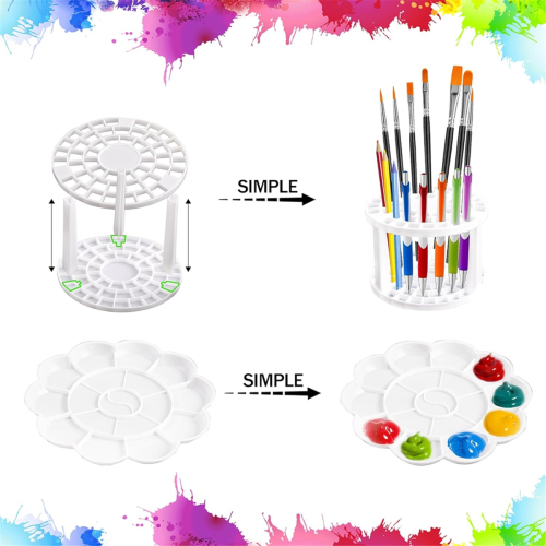 2 Pack Clear Paint Storage Box with Brush Holder and Mixing Palette 1