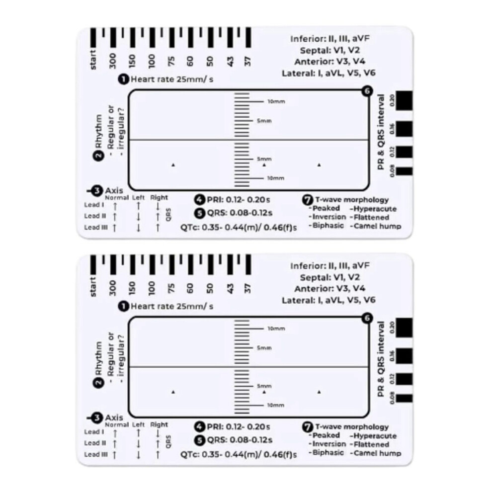 Markenlos Ecg 7 Step Ruler, Rapid Quick Cardiac Analysis And Measurement Tool