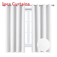 (White) Blackout Curtains Insulated Curtain Bedroom Living Room Curtain Color Solid