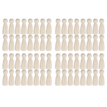 16 figuras de madera decorativas con formas de personas, masculinas y femeninas.