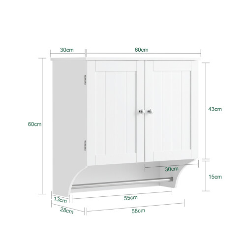 SoBuy Επίτοιχο Ντουλάπι Μπάνιου Λευκό 60x30x60cm 2