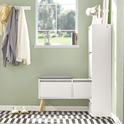 SoBuy Shoe Cabinet Storage Bench White 1