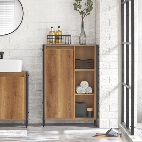 SoBuy Ντουλάπι Μπάνιου 60x30x90cm με Κουβά Καστανό 1
