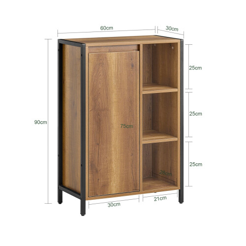 SoBuy Ντουλάπι Μπάνιου 60x30x90cm με Κουβά Καστανό 2