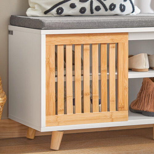 SoBuy Shoe Bench Storage White 101x35x46cm 2