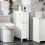 SoBuy Armoire WC Compacte avec Roulettes Blanc 7