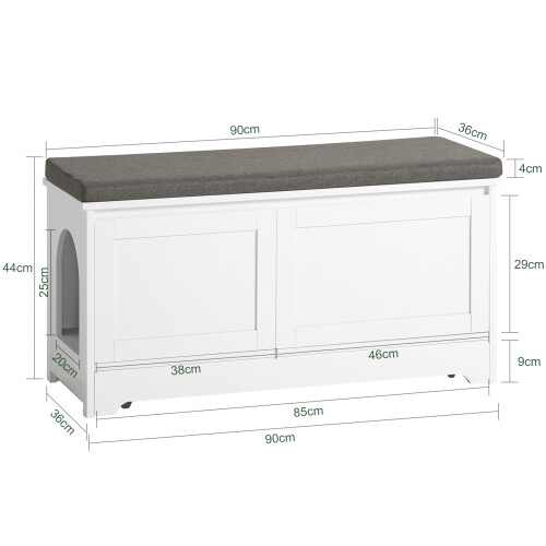 SoBuy Cat Litter Cabinet Storage Bench White 2