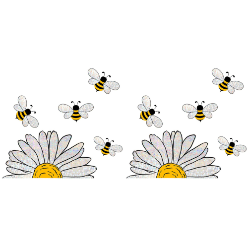 Adorable Bees Style Glass Sticker, Bee Window Decals- Sunflower 1