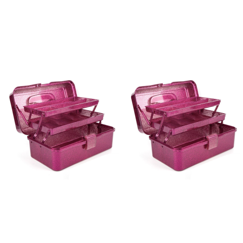 Glitter Pink & Craft Tool Storage Box, Stackable Carry Tackle Box