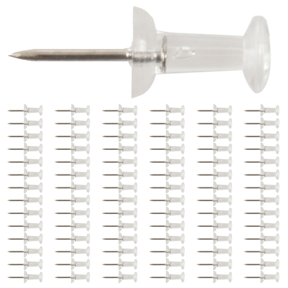 100 Pcs Push Pin Thumb Tack Clear Color 3/8 Inch Drawing Pushpin 4851431257046