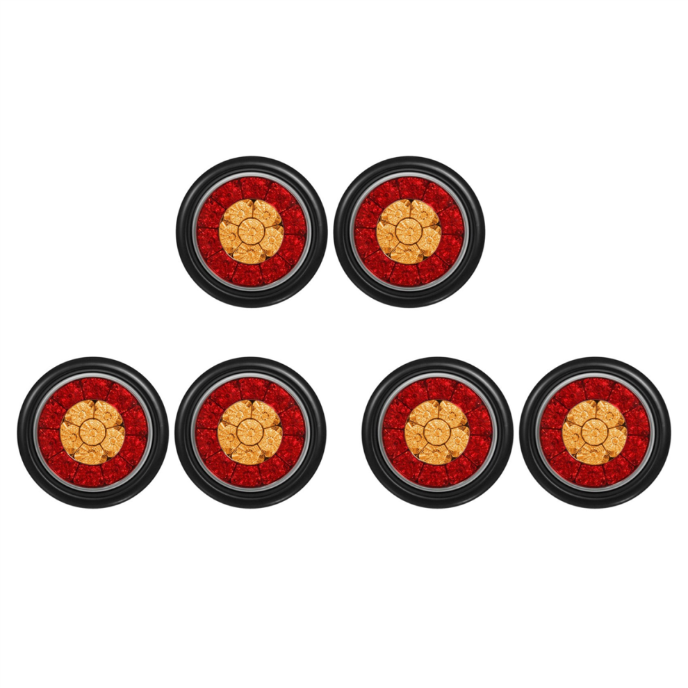 2X Round 4Inch Led Truck Trailer Tail Lights Brake Lights Red/Amber 4851431259545