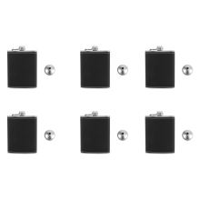 Pocket Hip Flask 8 Oz with Funnel Stainless Steel with Black Leather
