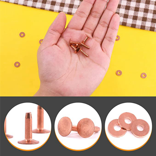 25 Sets Copper Rivet Burrs Washer,15/32 Inch Long Leather Copper 2