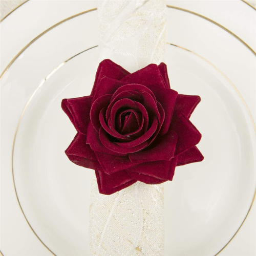 10Pcs Red Rose Shape Buckle Napkin Ring Table Decor Napkin Holder 1