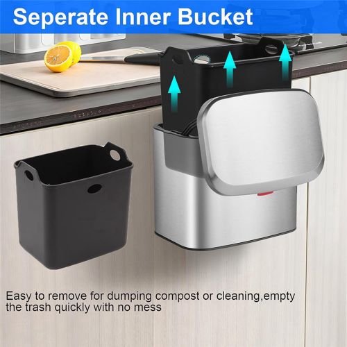 Compost Bin 1.05 Gallon Wall Mounted Trash Can with Lid, Garbage Can 1