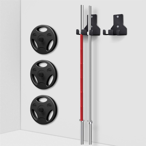 Double Barbell Storage, Wall Mounted Barbell Holder for Garage Gyms 1