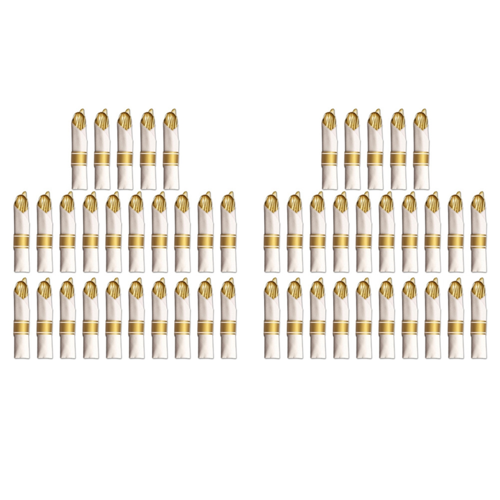 25 Pre Rolled Gold Plastic Silverware - Silverware Set