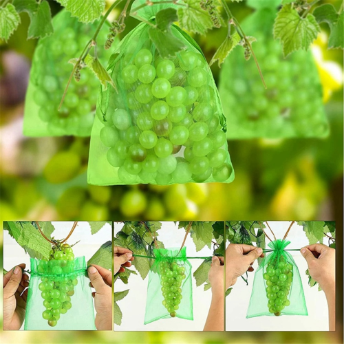 100Pcs Grape Protectors with Drawstring Fruit Mesh Bag Protector 2