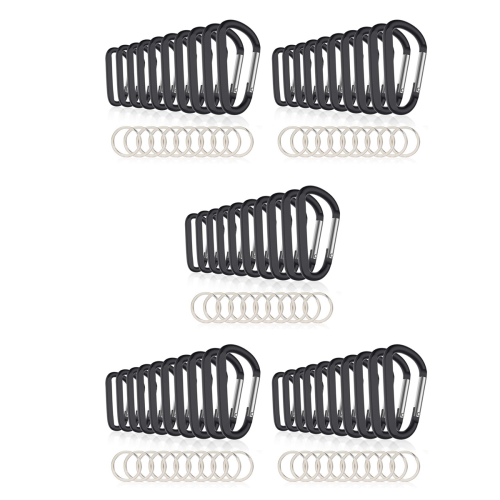 10PCS Aluminum Carabiner Clips,Premium D-Ring with Keyring