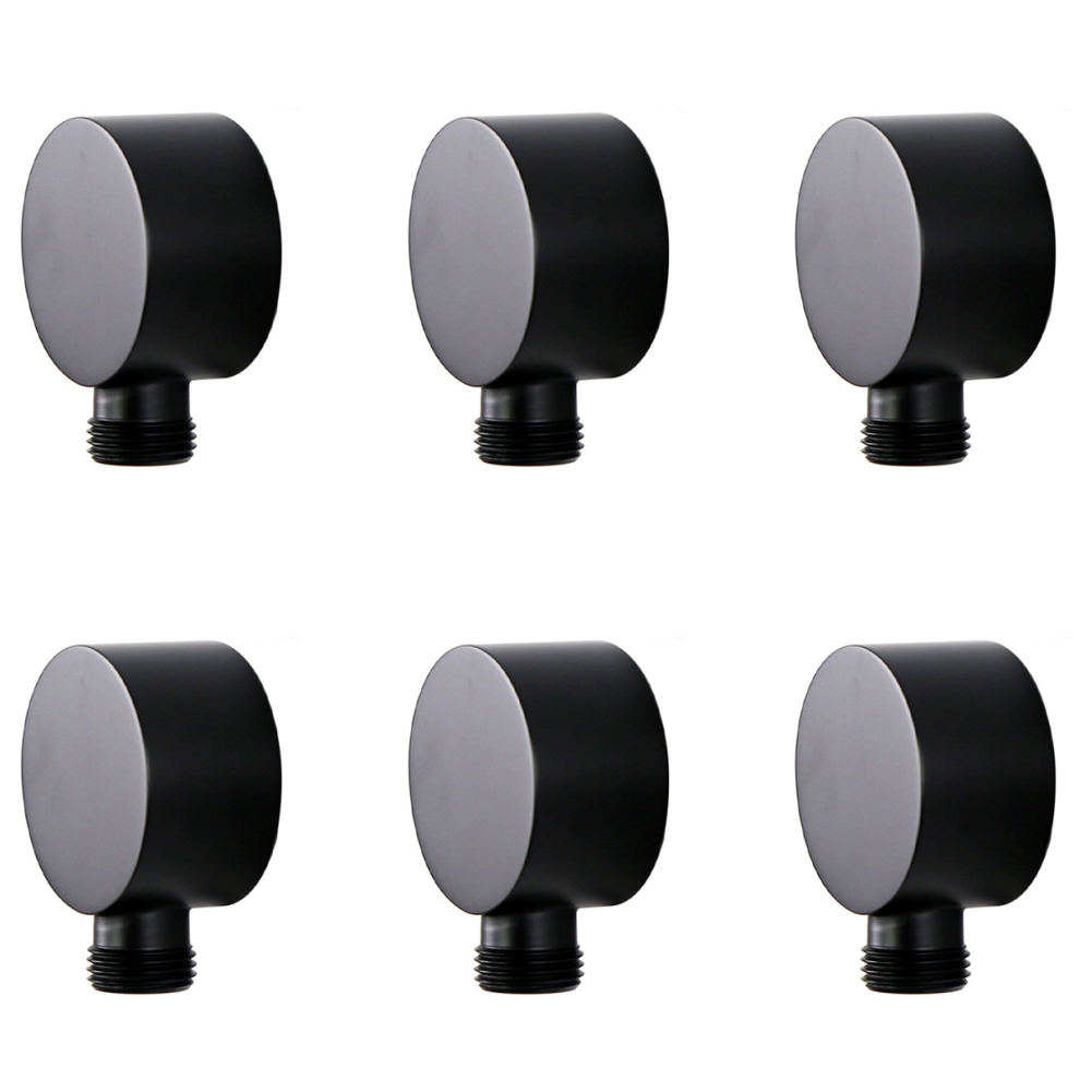 Wall Supply Elbow,Brass Round Wall Mount Shower Hose Connector-Black 4851431299343