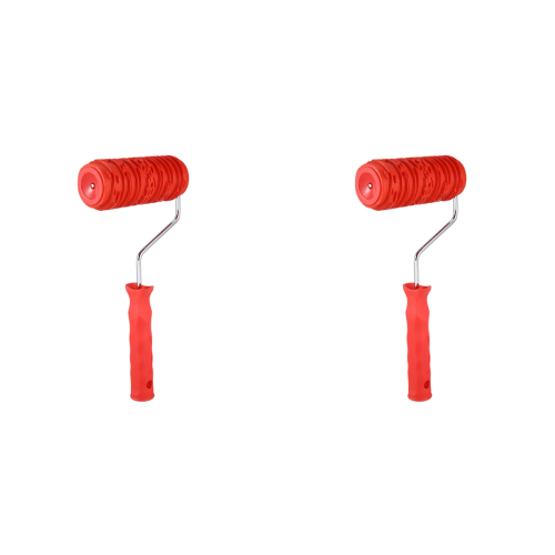 6 Inch Painting Roller with Handle Rubber Wood Pattern for Wall Red