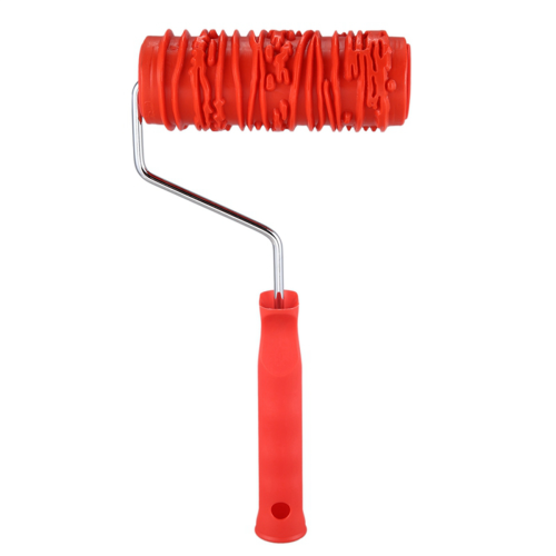 6 Inch Painting Roller with Handle Rubber Wood Pattern for Wall Red 1