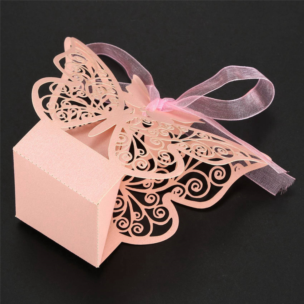 50 Cajas De Regalo Con Forma De Mariposa Para Bodas, CumpleañOs, Dulces (Rosa)-image