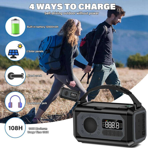 Ραδιόφωνο καιρού έκτακτης ανάγκης 12000MAh με φακό και λάμπα ανάγνωσης - A 2
