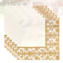 100Pcs Gold Printing Disposable Napkin Tissue Paper (Golden + White)
