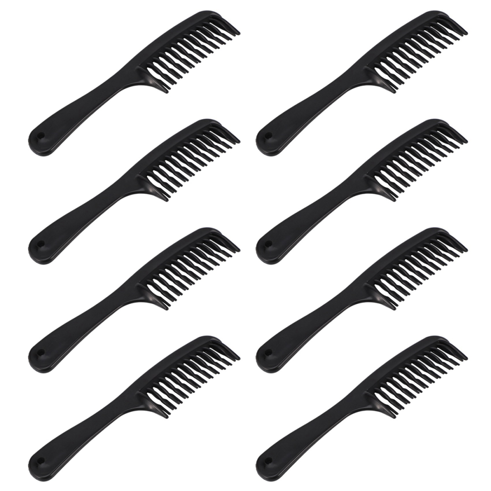 Markenlos Unisex Black Double Row Tooth Hair Comb With Handle For Long Curly Wet Hair